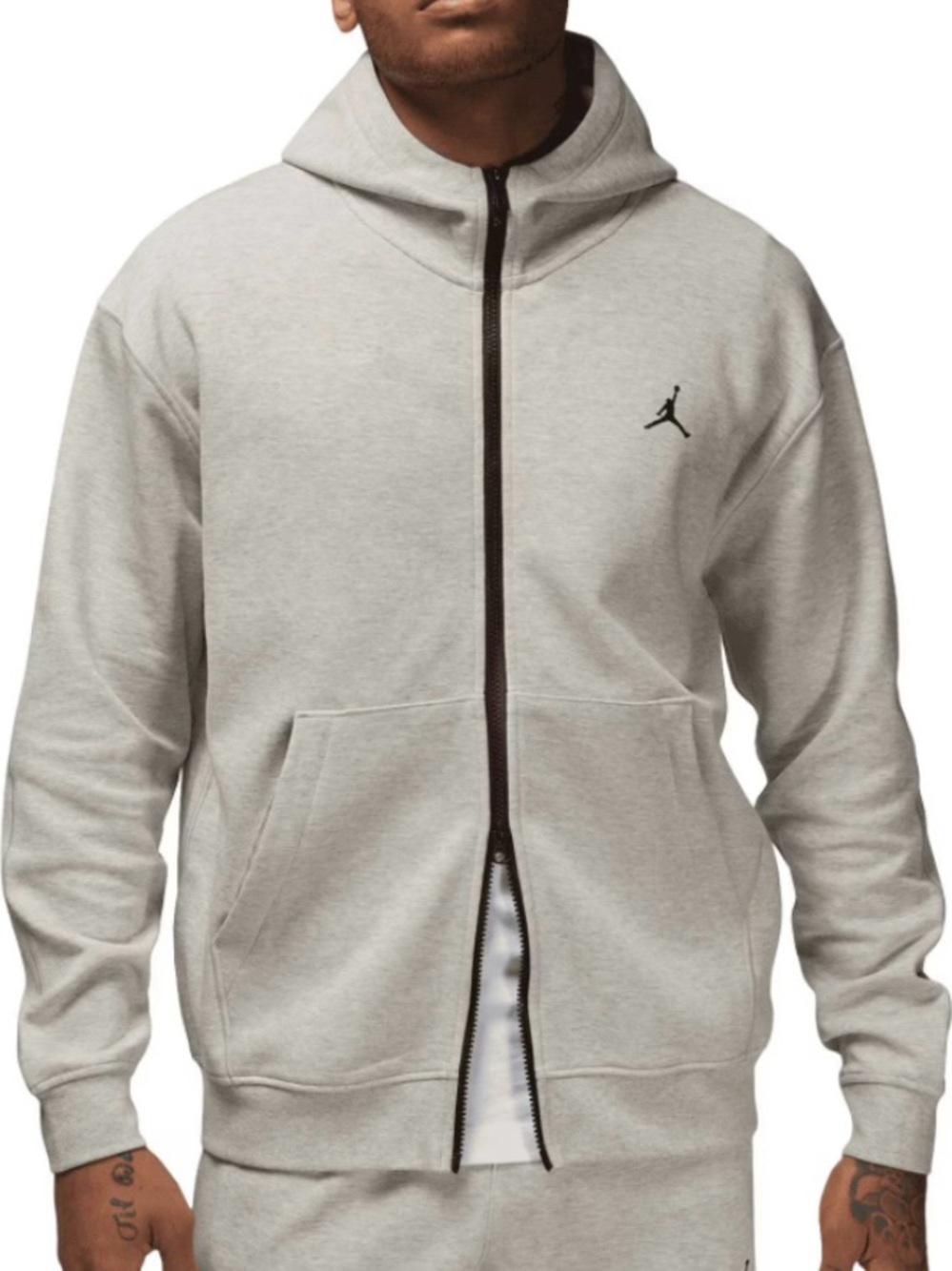 Nike Jordan Men's Light Gray Full-Zip Hoodie Sweater
